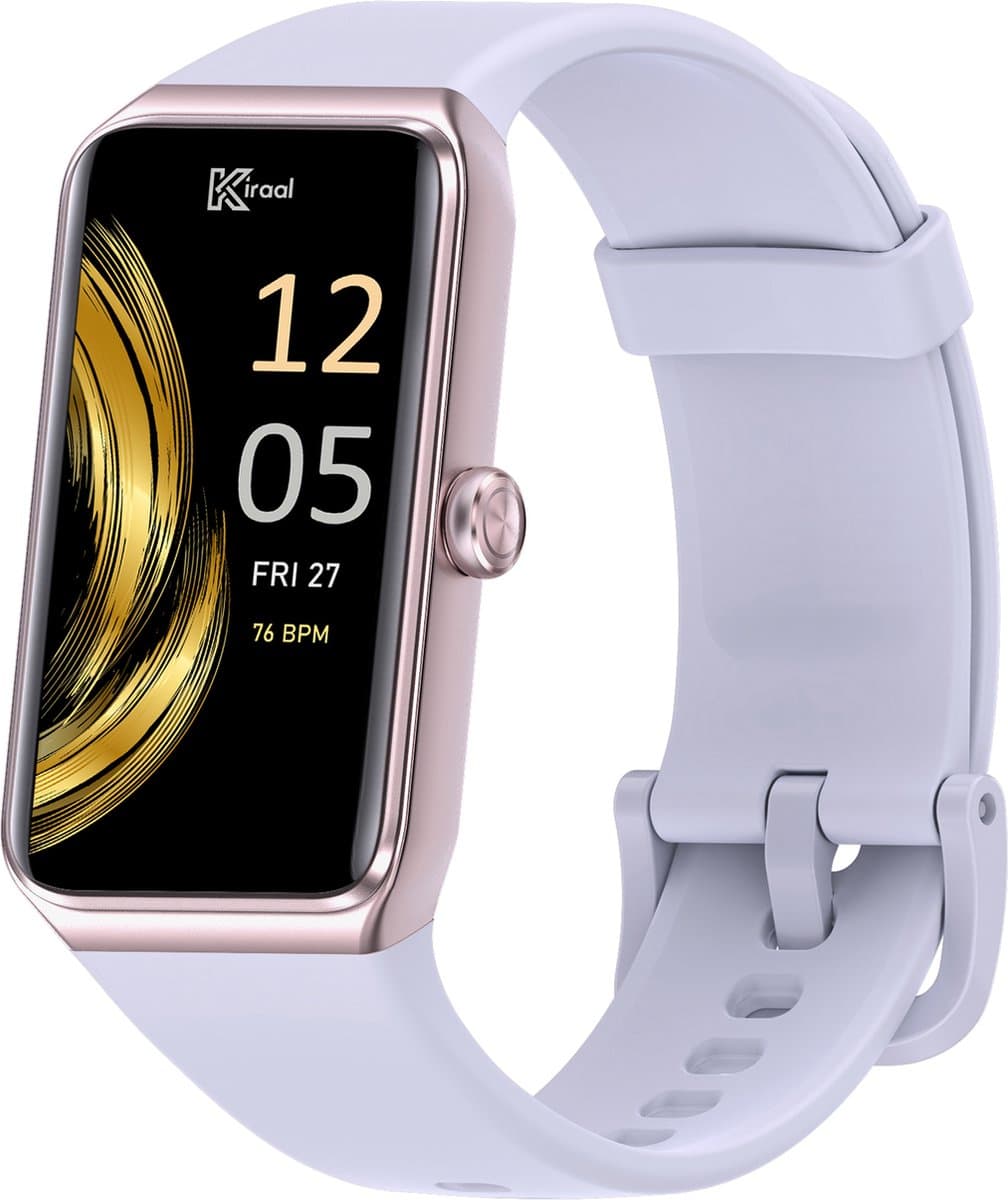 Kiraal Venture Active - AMOLED Activity Tracker - Stappenteller - Hartslagmeter - Bloeddrukmeter - Smartwatch - Waterdicht - Heren - Dames - Nederlandse Handleiding - Lila Paars — afbeelding 1