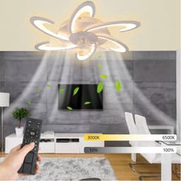 LuxiLamps - 6 Vleugel Ventilator Plafondlamp - Met Afstandsbediening - Wit - Dimbaar - Woonkamerlamp - Moderne lamp - Plafonniere — thumbnail 1