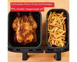 Tefal Dual Easy Fry & Grill Easy Fry Dual EY9018 XXL heteluchtfriteuse met dubbele lades zwart