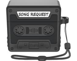 Telestore hoesje geschikt voor AirPods 4 / AirPods 5 soft case cover- retro cassettebandje bandje tape - TPU hoesje Beschermhoes - AirPods 4 / 5 Cover - AirPods 4 / 5 hoesje - Geschikt voor Apple Airpods 4 / AirPods 5 - gel hoesje - zwart