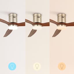 CREATE - Plafondventilator 40W silent Ø132 cm - Met Verlichting drie temperaturen - Met Afstandsbediening - 6 Snelheden - Timer - Zomer/Winter functie - Níkkel - WIND CALM — thumbnail 5