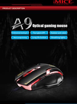 Game muis met LED verlichting - 6 knoppen - 1200/1600/2400/3200 DPI - hoge precisie - ergonomisch - — thumbnail 3