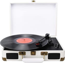 DIGITNOW! Belt-Drive 3-speed draagbare stereo platenspeler met ingebouwde luidsprekers, ondersteunt RCA-uitgang / 3,5 mm Aux-In / hoofdtelefoonaansluiting / MP3, mobiele telefoons muziekweergave — thumbnail 5