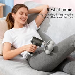 Massagepistool met 5 koppen - Spiermassager - 9 vervangende massagekoppen - Lichaamsmassager - Rugmassager - Compact en draagbaar - Impactmassager voor op reis — thumbnail 3