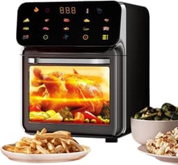 Luchtfriteuse Combinatie - Heteluchtoven Droogapparaat - Gezond Koken - Dubbele Temperatuurzones - 15 Liter - Zwart — thumbnail 1