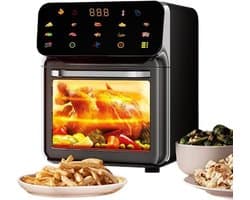 Luchtfriteuse Combinatie - Heteluchtoven Droogapparaat - Gezond Koken - Dubbele Temperatuurzones - 15 Liter - Zwart
