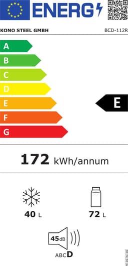 Gutent-Koel-vriescombinatie - 112L totaal - 72L koel en 40L vries - 7 temperaturen - LED-verlichting - verstelbare planken - Crème — thumbnail 2
