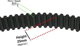 Getande Distributieriem - Tandriem Grasmaaier - Maaier Onderhoud - Specifieke Pasvorm - 1800x25mm - Zwart — thumbnail 5