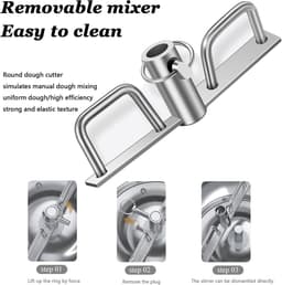 Commerciële Deegmixer - Bloemmengmachine Deegmachine - Brood en Pizza Maken - Dubbele Rotatie Motor - 5 kg Capaciteit - Zilver — thumbnail 5