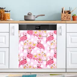 Vaatwasserhoes Magneet - Keuken Decoratie - Keuken Opfrissen - Dubbele Functie - 58 x 66 cm - Tropisch Roze — thumbnail 3
