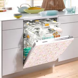 Vaatwasserhoes Magneet - Keuken Decoratie - Keuken Opfrissen - Dubbele Functie - 58 x 66 cm - Tropisch Roze — thumbnail 4