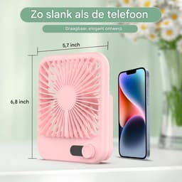 carmdering - Draagbare Ventilator - Oplaadbare Tafelventilator - Persoonlijke Bureauventilator - Digitaal Display - 100 Verstelbare Snelheden - ABS Kunststof - Ultra Stil Design - Ideaal Voor Reizen En Slaap -roze- 1 Stuk — thumbnail 2