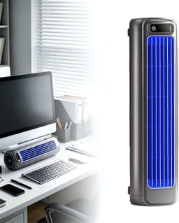 2026 nieuwe draagbare koeler, stille bladloze koelventilator met drie snelheden, LED-touchscreen, USB-oplaadbare luchtkoeler, geschikt voor slaapkamer, kantoor, keuken en thuis, grijs — thumbnail 1