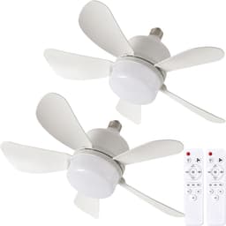 2-delige plafondventilatorset met afstandsbediening, schroefbevestiging, dimbare verlichting, 3 kleuren 3000K-6000K, geschikt voor slaapkamers, woonkamers, keukens, garages en eetkamers. — thumbnail 1