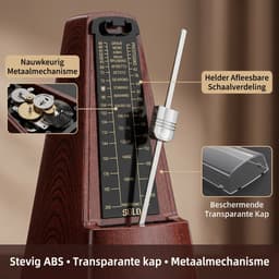 Ryoudavell - Klassieke Mechanische Metronoom - Metronoom digitaal - Muziek - donker hout print - Geschikt voor beginners — thumbnail 3