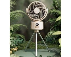 KZQ USB-Bureauventilator met 1200mAh Accu – 3 Standen, Stil (<25dB), 140° Kantelbaar, 120° Oscillerend, Incl. Standaard – Crèmewi