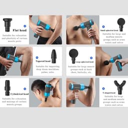 Massage Gun - Spierstimulator Lichaam - Spierherstel Na Sport - 5 Snelheden LCD - 6 Opzetstukken - Grijs — thumbnail 2