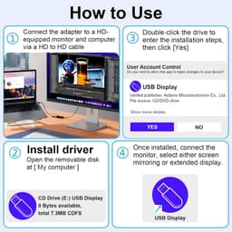USB naar HDMI Adapter - Monitor Converter - Extra Scherm Aansluiten - Hoge Snelheid Data - 15 cm Pakket - Zwart — thumbnail 5