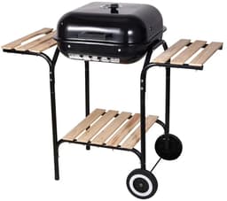 KINGHOFF Houtskoolbarbecue KH-2034 - BBQ met Deksel, Zijtafels en Wielen - 43 x 39,6 cm — thumbnail 2