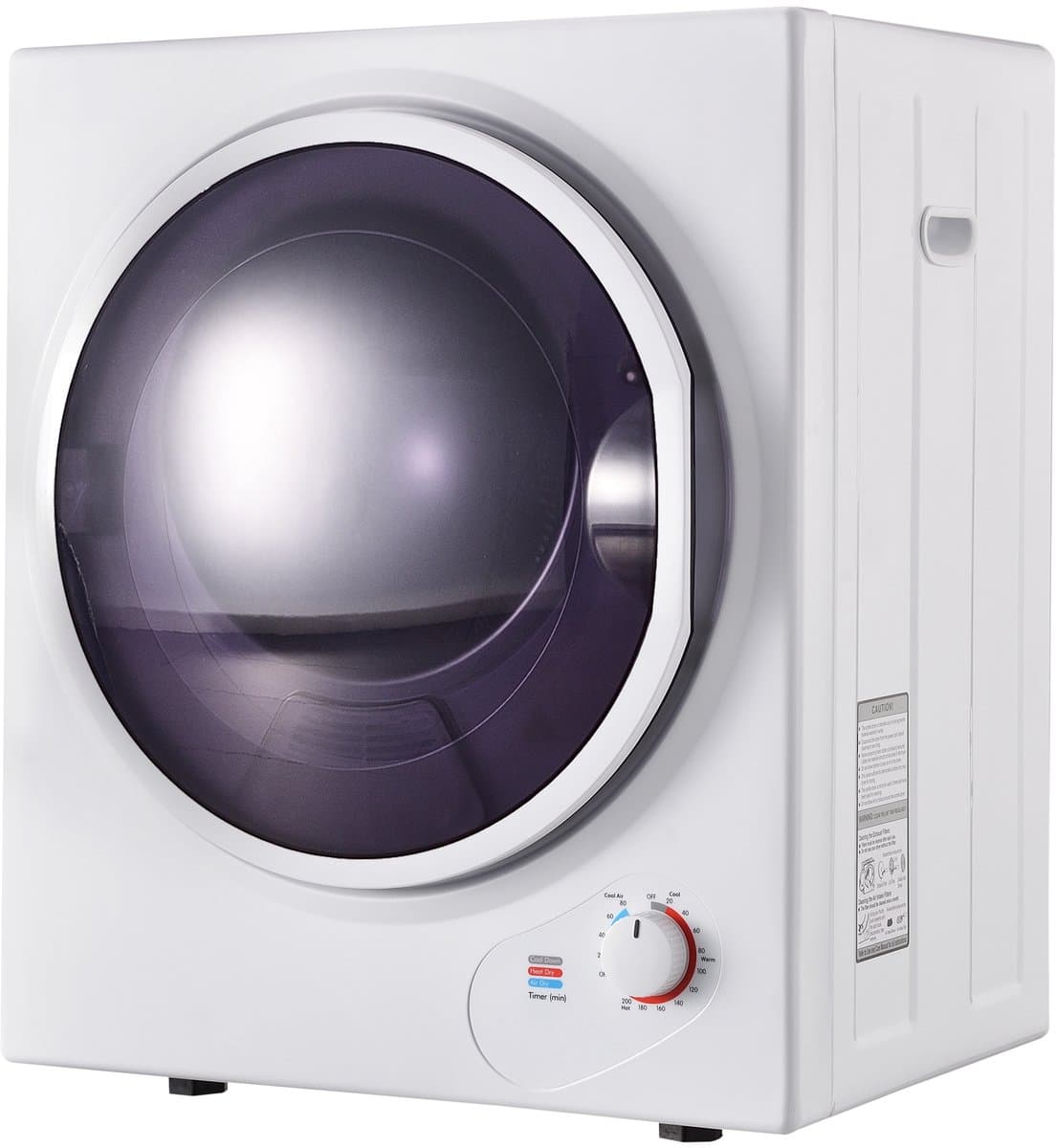 Mini wasdroger-Luchtafvoerdroger – Compact En Stil – 2,5 Kg – 1350W afvoerdroger-Staal – Wit – Wandmontage Of Vrijstaand Voor Kleine Ruimtes Met Timer En Dubbel Filter — afbeelding 1