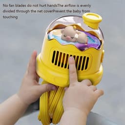 Handventilator met Octopus - Baby Kinderwagenventilator - bladloze handventilator voor kinderen - stille ventilator met 3 Standen - met LED Nachtlampje - USB Oplaadbare - Voor Autostoeltje, Wieg, Slaapkamer En Op Reis - geel — thumbnail 3