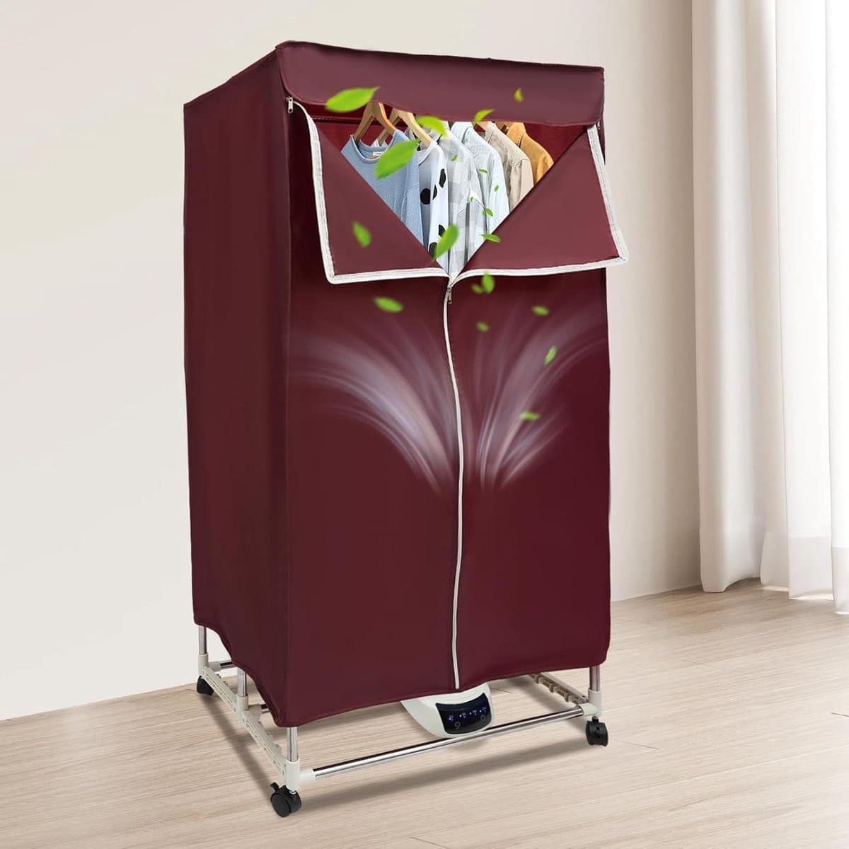 Draagbare wasdroger - Elektrische droger - Kleding drogen - Geluidsarm ontwerp - 30 kg capaciteit - Wijnrood — afbeelding 1