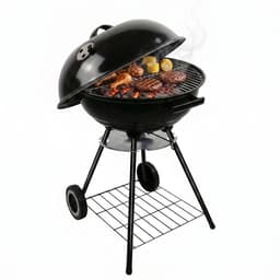 Lomera Kogelbarbecue - Houtskool BBQ met Deksel en Wielen - Ronde Barbecue - Asopvangbak - Kogelgrill - Houtskoolbarbecue - Instelbaar Ventilatiesysteem - Grillrooster - Kolen BBQ - Staande BBQ - Tuinbarbecue - Barbeque — thumbnail 1