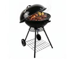 Lomera Kogelbarbecue - Houtskool BBQ met Deksel en Wielen - Ronde Barbecue - Asopvangbak - Kogelgrill - Houtskoolbarbecue - Instelbaar Ventilatiesysteem - Grillrooster - Kolen BBQ - Staande BBQ - Tuinbarbecue - Barbeque