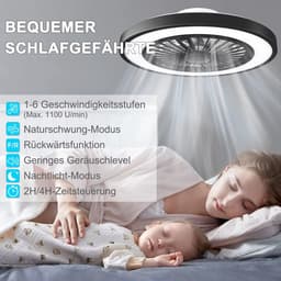 Ventilator Plafondlamp - Ø 54 cm - Zwart - Dimbaar - RGB - 6 Standen - Ventilator - 5200 lumen - Keuken Lamp - Woonkamer Lamp - Moderne Lamp - 45 W — thumbnail 2