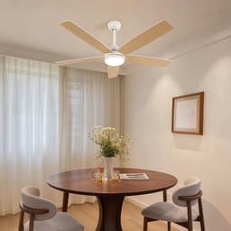 5 Bladen Ventilator - Hanglamp Ventilator - 3 Standen - Dimbaar Met Afstandsbediening - 132 cm - Kroonluchter Ventilator - Licht Bruin - Woonkamer Lamp — thumbnail 1