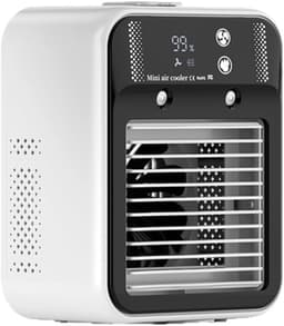 KZQ Mini-airconditioner – oplaadbaar, 2 snelheden, 2 nevelstralen, digitaal display, voor auto, slaapkamer, kantoor of camping — thumbnail 1
