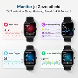 KIMO DIRECT Aurel Smartwatch - Stappenteller - Hartslagmeter - Bloeddrukmeter - Smartwatch Dames & Heren - Android & iOS - Zwart — thumbnail 5