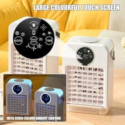 KZQ Mini-Koelventilator met afstandsbediening – 3 snelheden, 2 nevelmodi, 700 ml watertank, 7 kleuren nachtlicht, timer (2-8 uur) — thumbnail 5