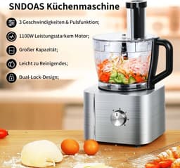 Scaleunion - 1100W Keukenmachine/Keukenrobot YYFP405 – Keukenmixer 3,2L + 1,5L – 3 Snelheden : dark grey — thumbnail 2