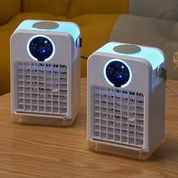 KZQ Mini-Koelventilator met afstandsbediening – 3 snelheden, 2 nevelmodi, 700 ml watertank, 7 kleuren nachtlicht, timer (2-8 uur) — thumbnail 3