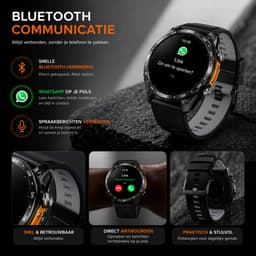 Royal Empire HD Pro GPS Smartwatch Heren - AMOLED Smartwatch met Ingebouwde GPS & Belfunctie - 100+ Sportmodi, Kompas & Zaklamp - Hartslagmeter, Slaapmonitor & SpO2 Meter - Inclusief 3 Bandjes - 1.43 Inch - Zwart — thumbnail 5