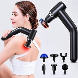 Professionele Massage Gun Met Verlengde Greep - Massage Apparaat - Massage Pistool - Warmte En Koude - 6 Massagekoppen - 6 Snelheden - USB-C - Bereik Rug Nek Schouders & Benen moeiteloost — thumbnail 1