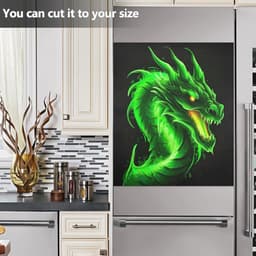 Vaatwasser Magneet Covers - Keuken Decor - Keuken Opfrissen - Eenvoudig Verwijderbaar - 23 x 26 Inch - Groene Vuur Draak — thumbnail 4