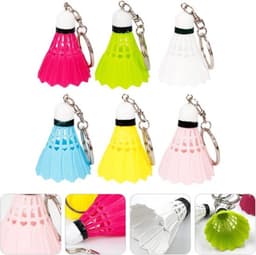 Kleurrijke Mini Badminton Sleutelhanger Set - 18 Stuks - Metalen Bal 3D Sleutelhanger - Geel Wit Rood Blauw Groen Roze — thumbnail 3