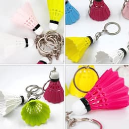 Kleurrijke Mini Badminton Sleutelhanger Set - 18 Stuks - Metalen Bal 3D Sleutelhanger - Geel Wit Rood Blauw Groen Roze — thumbnail 2