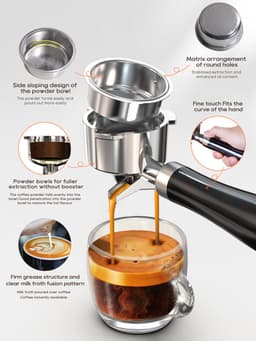 HiBREW H10B 20 bar semi-automatische espressomachine voor koffie en cappuccino, instelbare temperatuur, warm/koud, super-slanke koffiezetapparaat - roestvrij staal — thumbnail 2