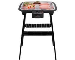 Swiss Haus® SBQ23 Elektrische BBQ - 38 x 22 cm - Staand en Tafelmodel Barbecue - 2000W Tafelbarbecue – Thermostaat Regelbaar – Vaatwasbestendig Rooster - Anti-Roest Grill - Zwart