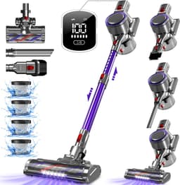 Fukstern Steelstofzuiger Draadloos - 55000Pa Zuigkracht - 55 Minuten Werktijd - 1.8L Stofreservoir - 8-lags HEPA-filtersysteem - paars — thumbnail 1