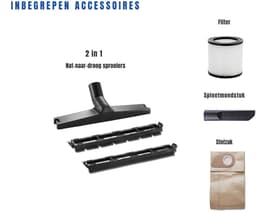 MIRA® Karcher - Karcher Stofzuiger - Bouwstofzuiger - Festool Stofzuiger - Bouwstofzuiger Zonder Zak - 12L - Zwart/Blauw - 47cm x 39cm x 36cm — thumbnail 4