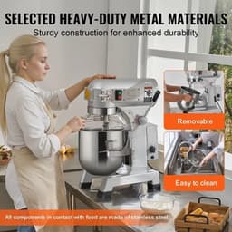 Professionele Voedselmixer – Industriële Mixer – Horeca Mixer – Keukenmixer – Mengmachine – Krachtige Motor – 20QT - 1100W - Roestvrijstalen Mengkom — thumbnail 1
