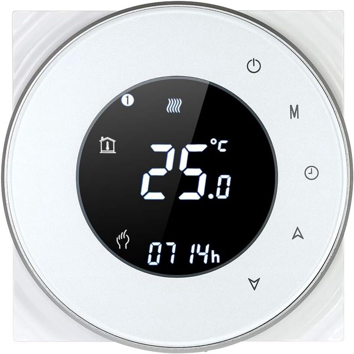 Ronde Programmeerbare Wifi Thermostaat met LCD Touchscreen voor Vloerverwarming en App Bediening — afbeelding 1