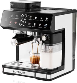 BlitzHome CM5710 Espressomachine Volautomatische met Geïntegreerde Koffiemolen, Dual Boiler, Melkopschuimer, Heet & Koud, Touchscreen Bediening, Snelle Bereiding, EU-Stekker — thumbnail 1