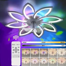 8 Bloem Ventilator Lamp - Moderne Plafondlamp Ventilator - 6 Standen - RGB - Dimbaar - Plafondventilator — thumbnail 1
