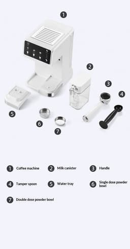 BlitzHome CM5600 1350W Automatische Espressomachine met Melkopschuimer, 20 Bar Pomp, 6 Koffiemodi, Automatisch Reinigingssysteem, Slim Scherm voor Thuis of Café, Zwart — thumbnail 4