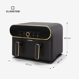 Airfryer Dubbel - Heteluchtfriteuse - Gezond Koken - Twee Kamers - 11 Liter - Zwart Goud — thumbnail 2